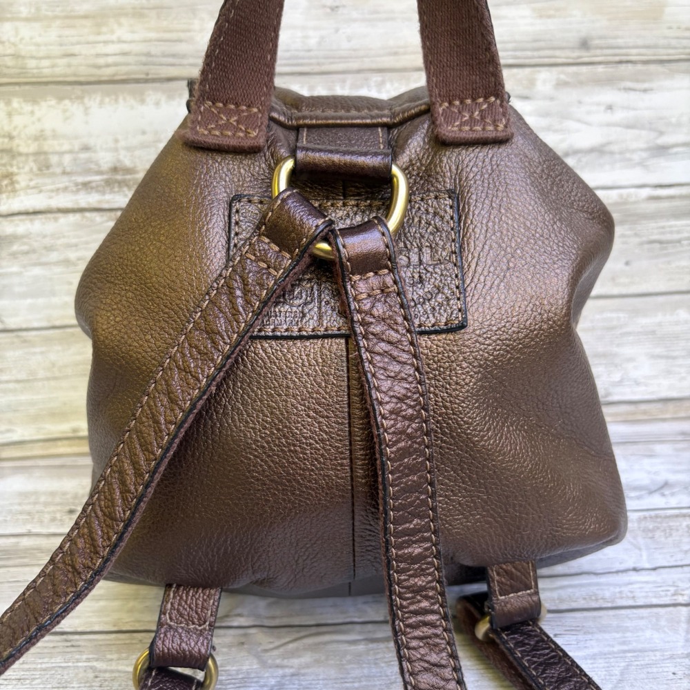 Fossil Mini Backpack Small Bronze Metallic Leather  Boho Bag Travel Casual - Picture 15 of 16
